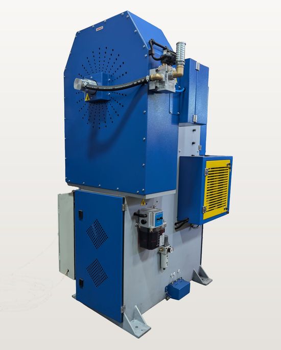 Fresan FP 20P eccentric press, rear angled view showing motor & drive ventilation, lubrication, air regulator and side access covers.